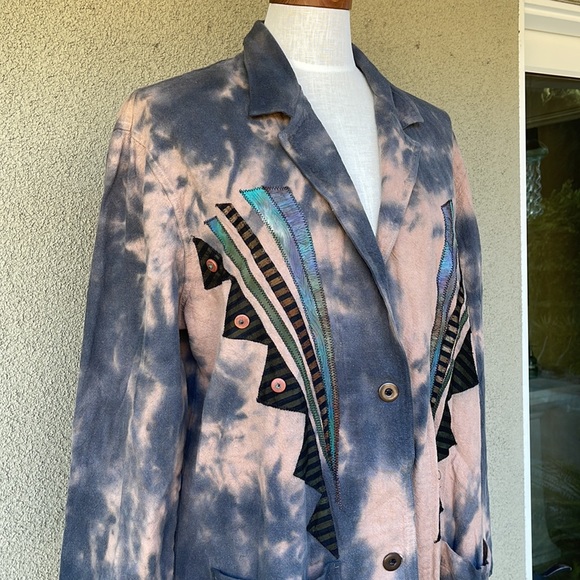 Vintage handmade oversized jacket bleach-dyed - Picture 3 of 7